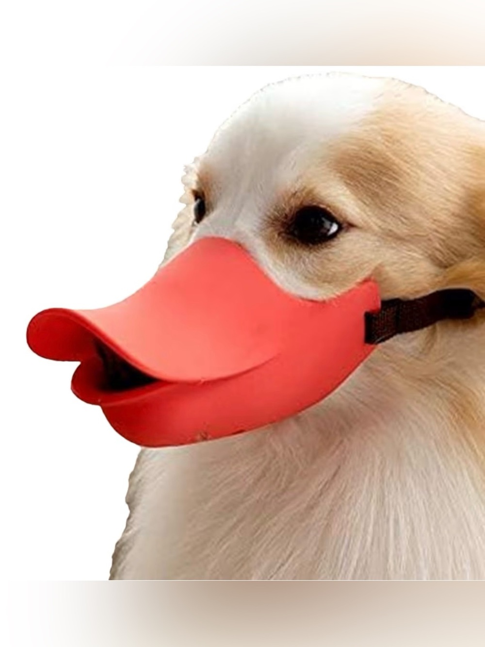 Red Duckbill Silicone Dog Muzzle - Comfortable Anti-Bite Muzzle
